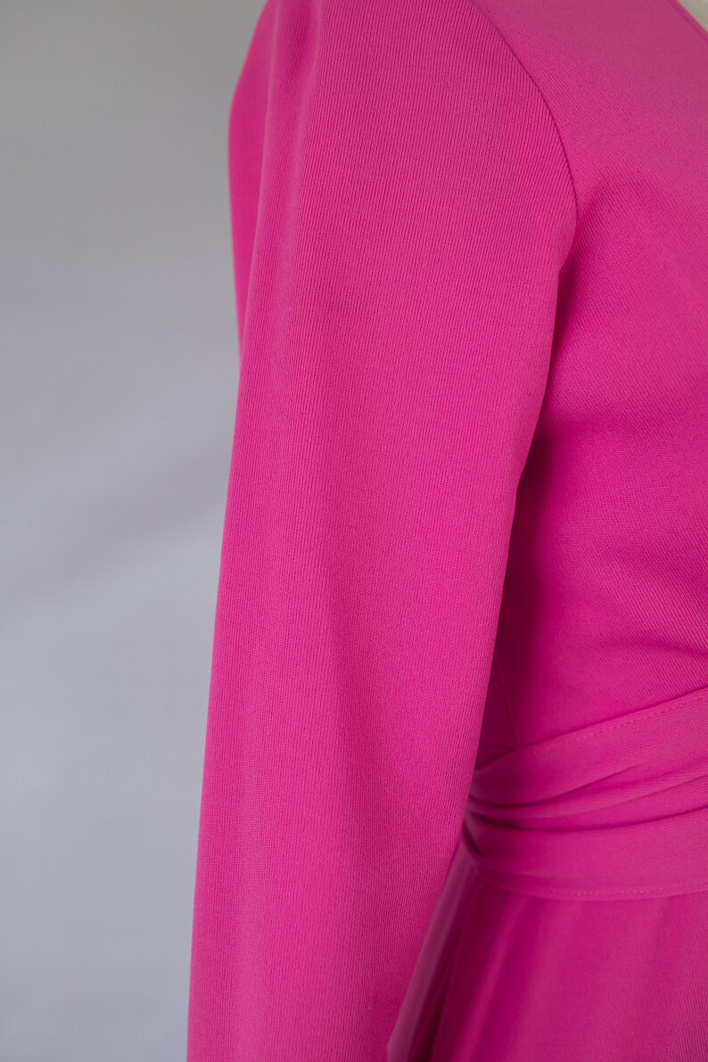 Pink Regency 1970s Hot Pink Regency Dress With Lace Bib / Edwardian / Victorian - Etsy