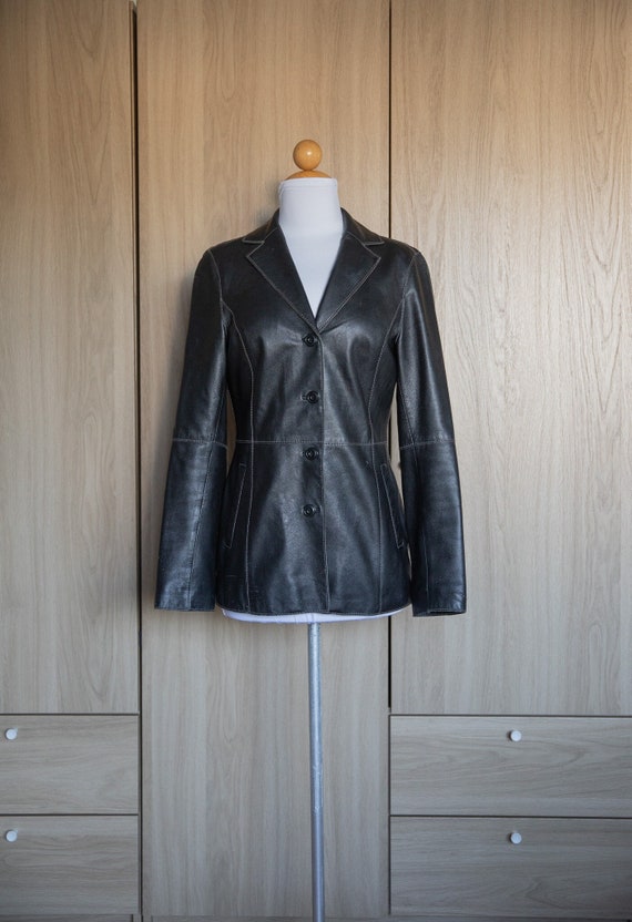 90s Michael Hoban Fitted Leather Blazer/Jacket/Coa