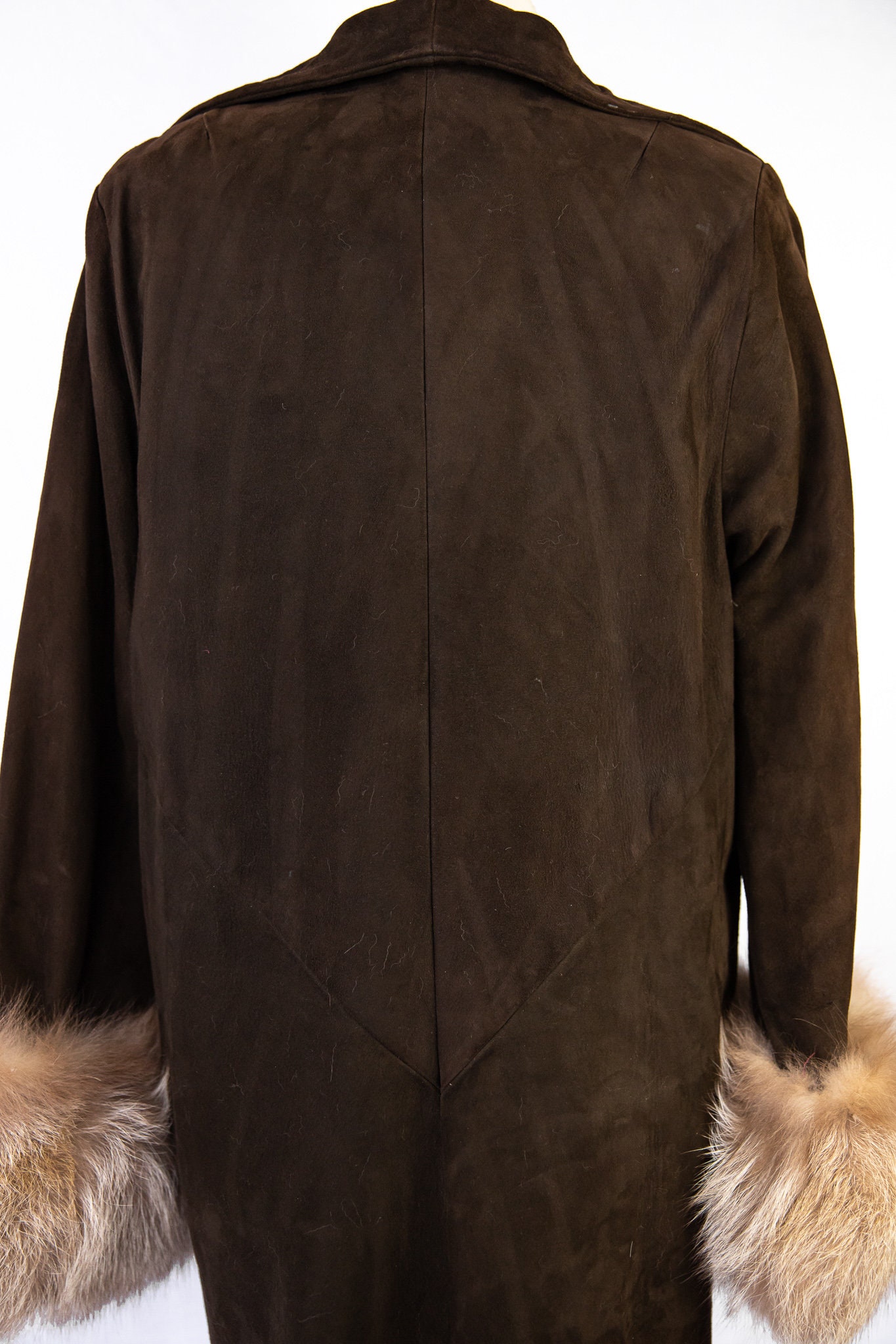 1970s Wilson House of Suede Beverly Hills Brown Suede Coat With Fur