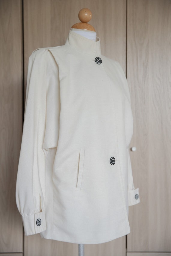 70s Leaohard Off White Jacket w/ Spiral Buttons