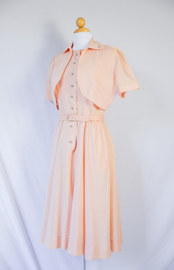 1940s-1950s Salmon Pink Wiggle Dress with Matchin… - image 9