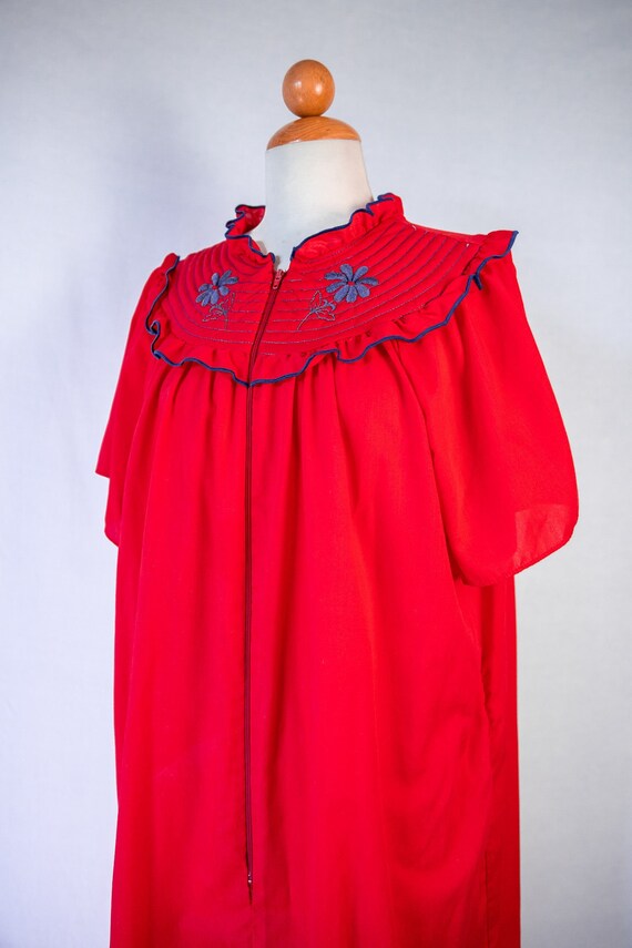 1960's Retro Red and Navy Sleeping Dress / small … - image 7