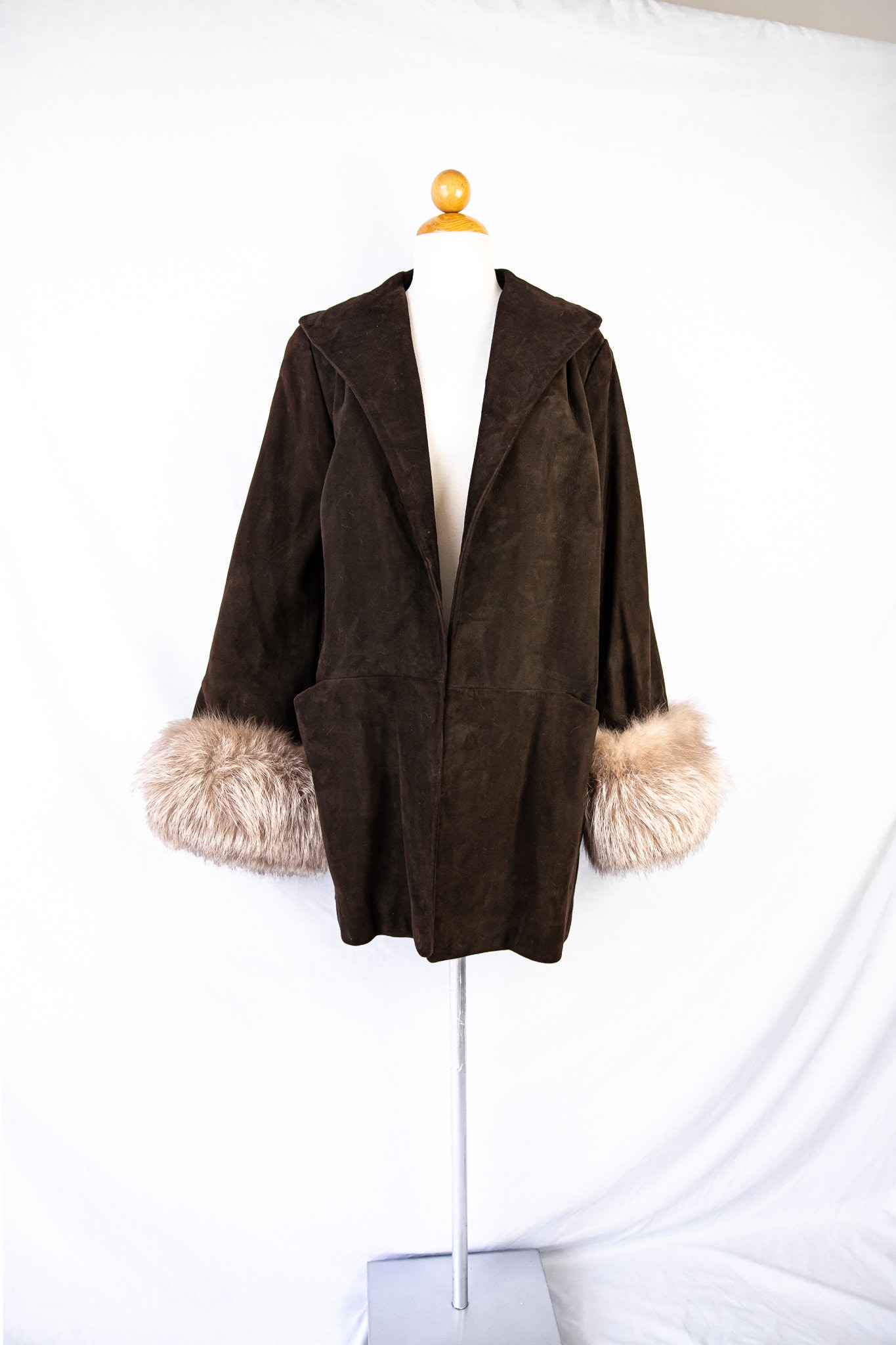1970s Wilson House of Suede Beverly Hills Brown Suede Coat With Fur