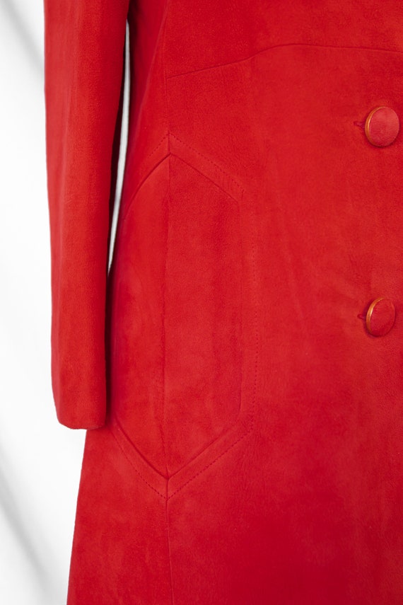 1960's Orange Red Biba Style Suede Coat / Small - image 5