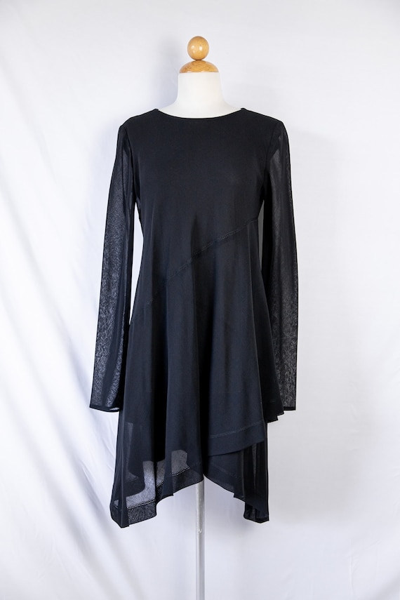 2000's Alberta Ferretti Black Asymmetrical Mini Dress - Etsy