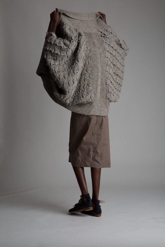 1980s Issey Miyake Oversized Chunky Cocoon Sweate… - image 5