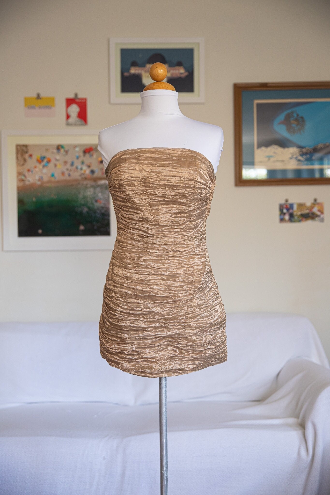 slim fit dress slacks Bandage Strapless Foil Maxi Dress main image 1