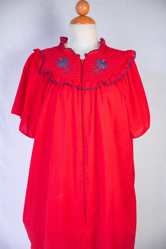 1960's Retro Red and Navy Sleeping Dress / small -