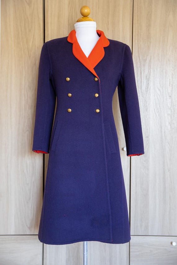 1960s Blue Bill Blass Seamed Navy Coat