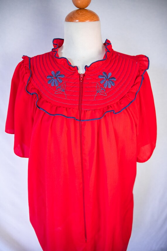 1960's Retro Red and Navy Sleeping Dress / small … - image 6
