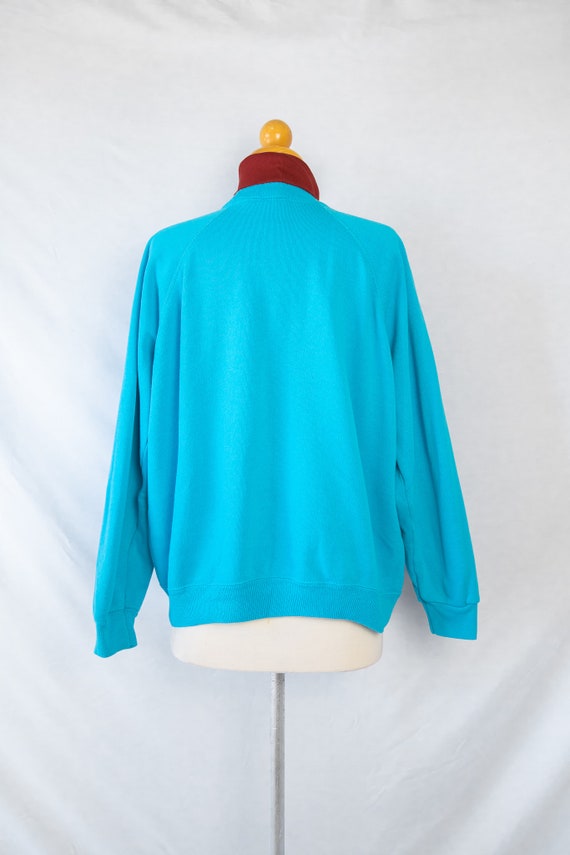 1980s Turquoise Southwest Turtleneck Sweatshirt /… - image 9