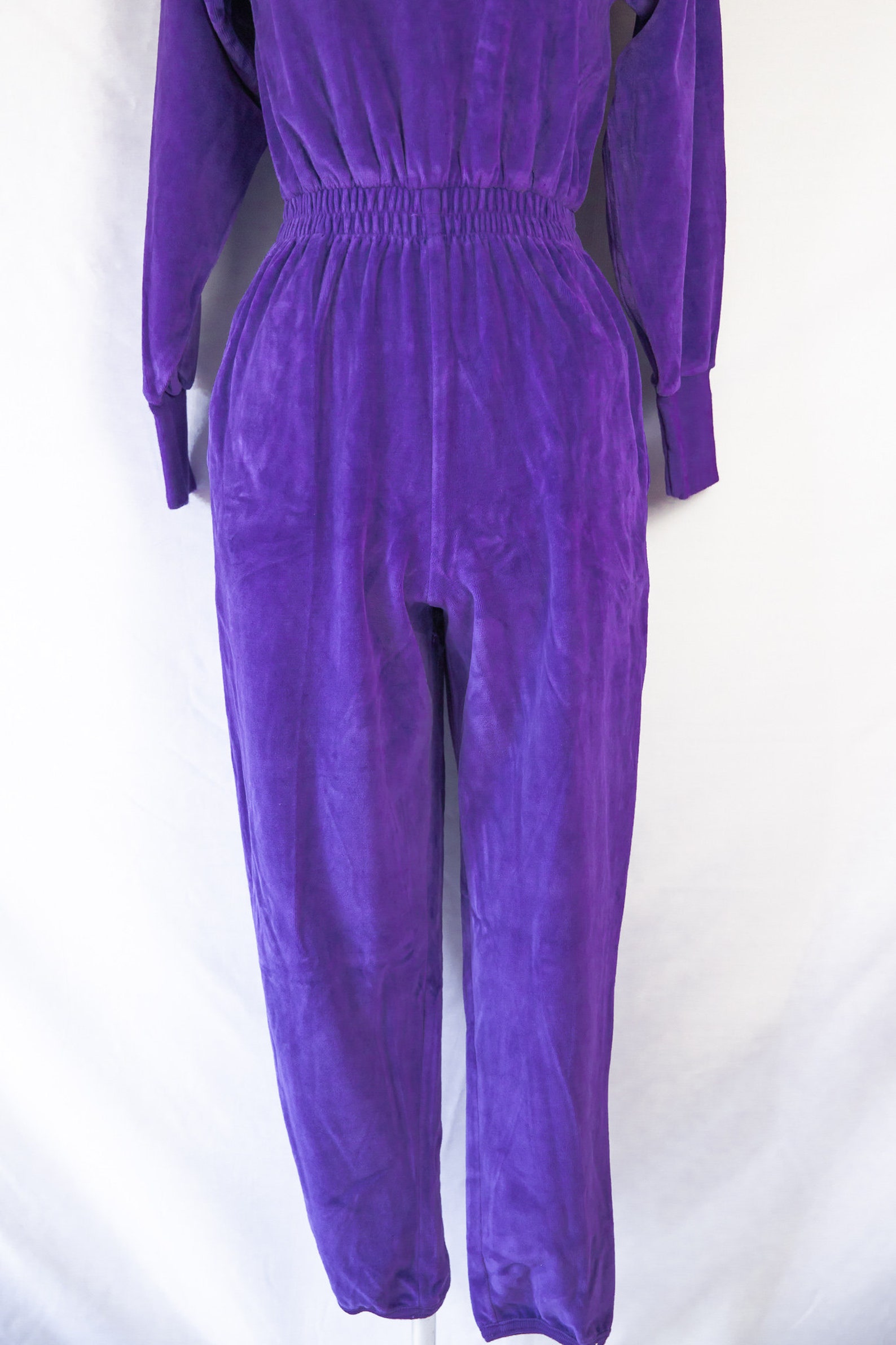 1980s Liz Claiborne purple velour jumpsuit / petite small | Etsy