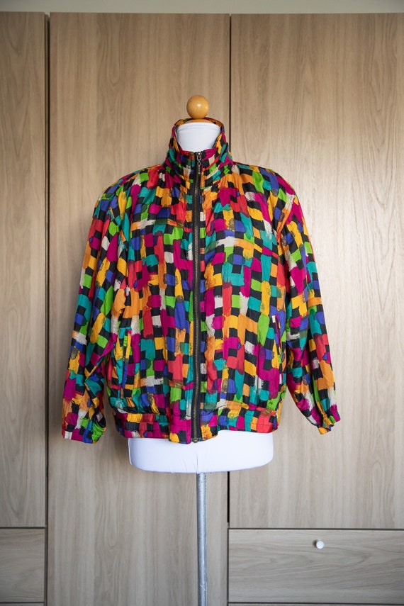 90s Multi Color Silk Bomber