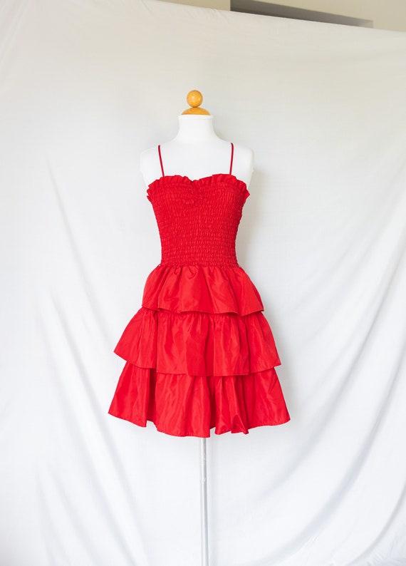 1980s Red Party Dress