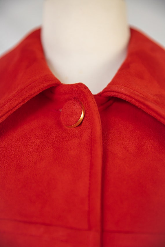 1960's Orange Red Biba Style Suede Coat / Small - image 4