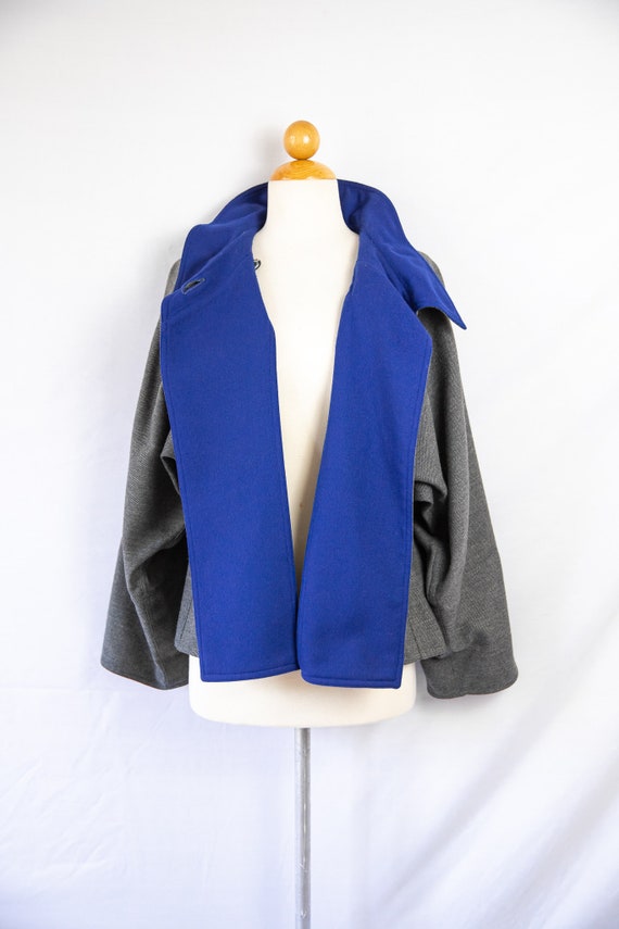 1980s Chloé grey & blue swing coat with asymmetri… - image 5