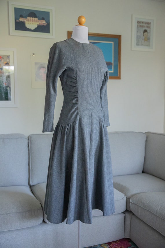 1960s Grey Drop Waist Dress