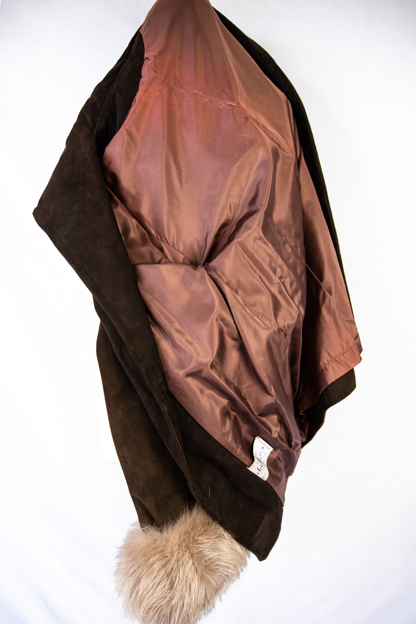 1970s Wilson House of Suede Beverly Hills Brown Suede Coat With Fur