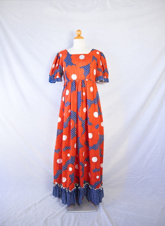 1960s - 1970s red, white & blue ruffle daisy prin… - image 3