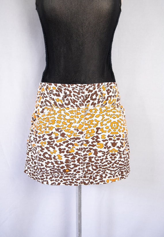 Y2K Roberto Cavalli cheetah print mini skirt / sm… - image 3