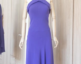 Vestido midi halter de seda morado de Balenciaga de la era Nicolas Ghesquière