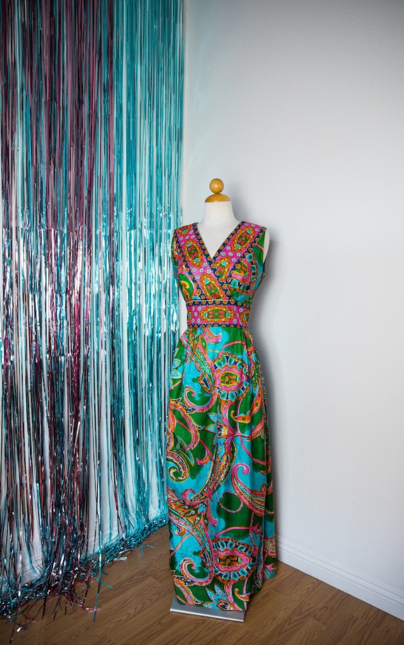 1960s Psychedelic Maxi Dress/Gown