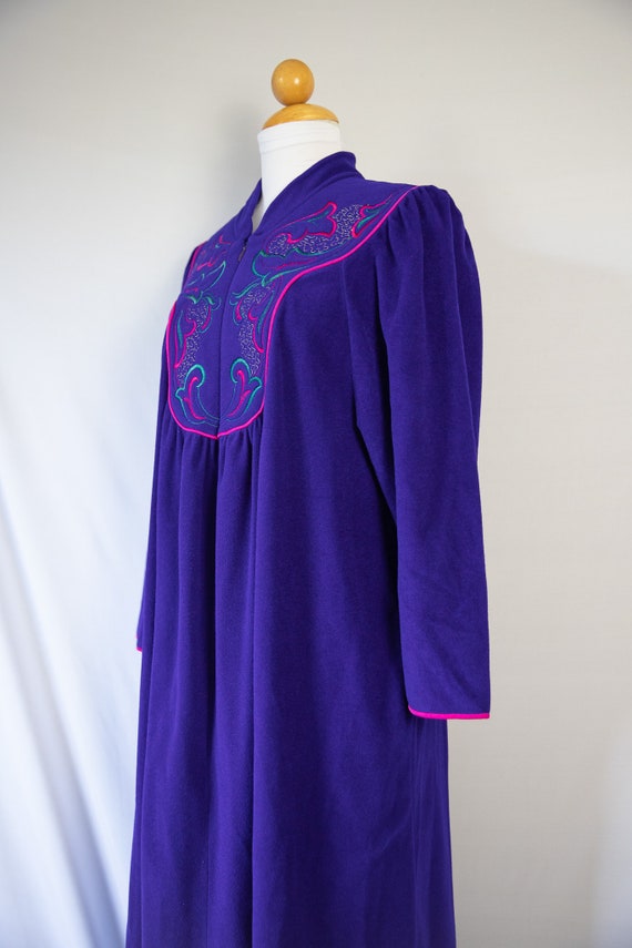 1970s Vanity Fair Cozy Fleece Purple House Dress - image 7
