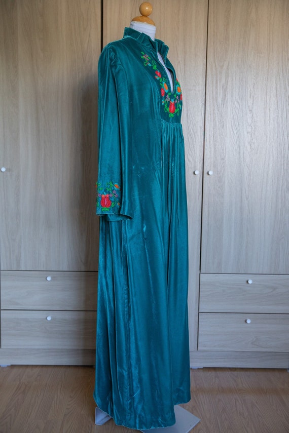 Jewel Toned Teal Flared Sleeved Maxi Dress // Larg