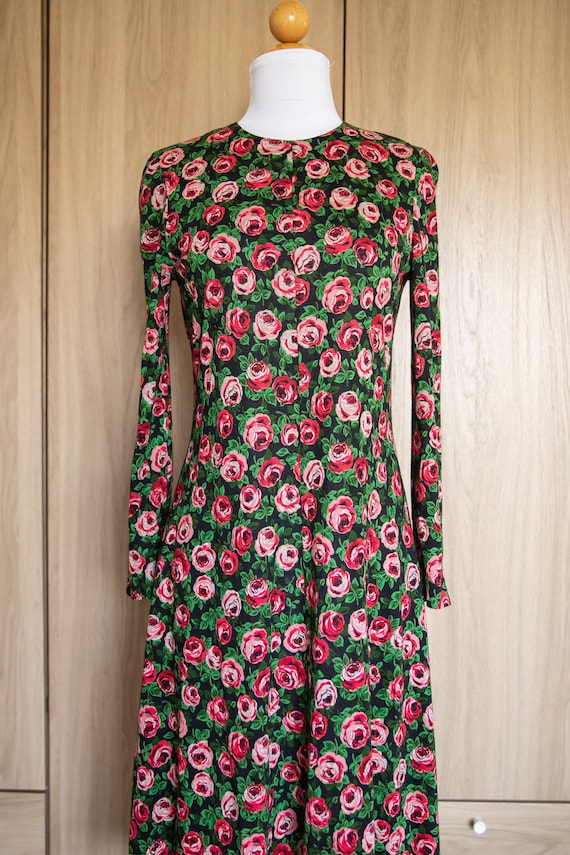 1970s Diane Von Furstenberg dark floral print dro… - image 2