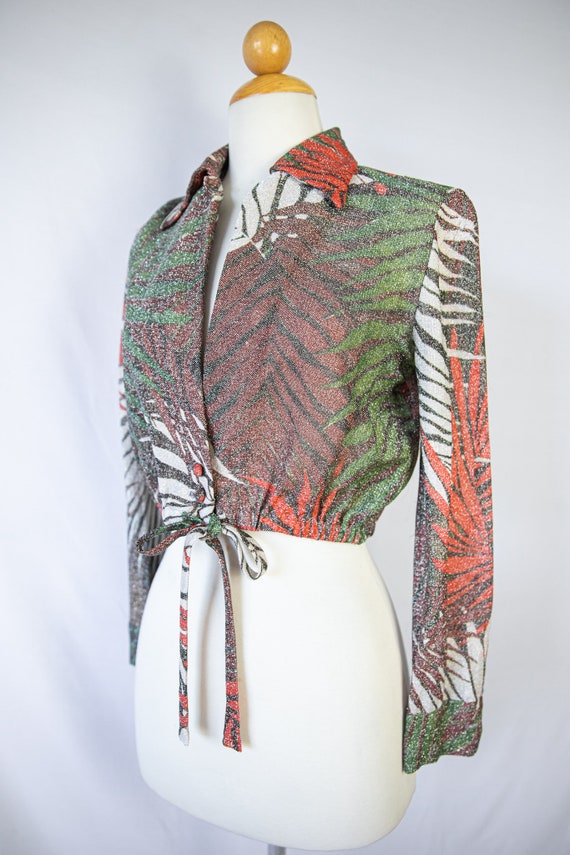 RARE 1970s Tropical Disco Sparkle Maxi & Jacket S… - image 5