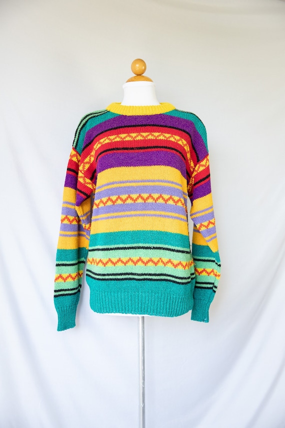 Vintage 90s Multicolor Knit Sweater // Relaxed Fit