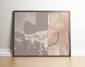 New Orleans, Louisiana - NOLA city scale print on museum quality matte paper