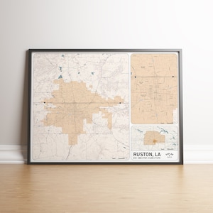 Ruston, mapa de Louisiana - Impresión de mapa de la ciudad en papel mate de calidad del museo