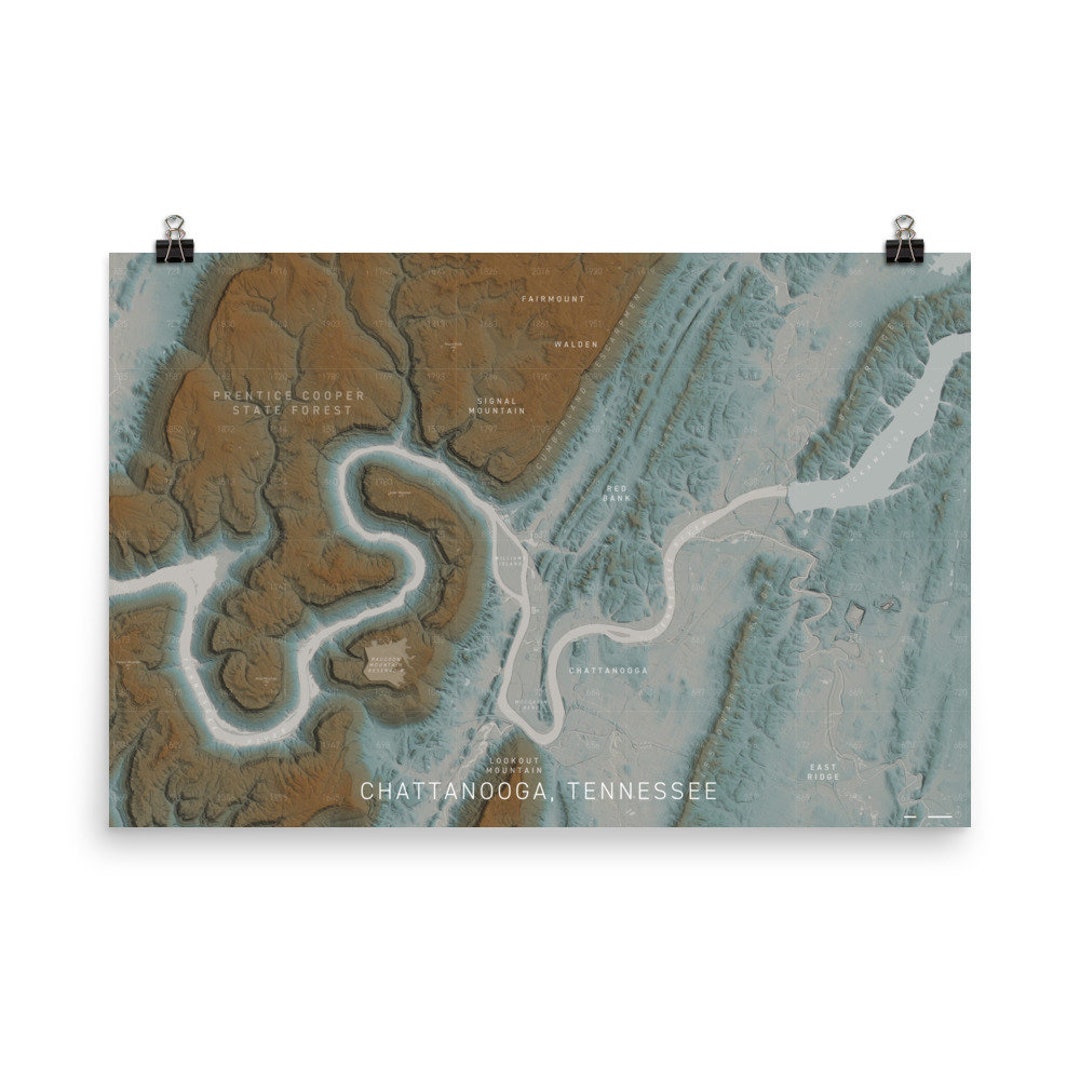 Chattanooga TN Topographic Map Print