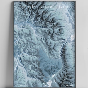 Mapa topográfico Continental Divide - impressão fosca com qualidade de museu