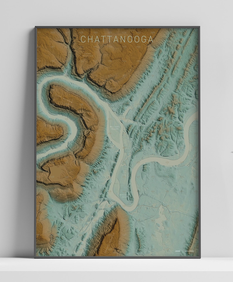 Chattanooga TN Topographic Map Museum Quality Matte Print Etsy
