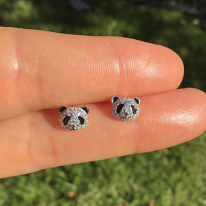 Panda Stud Earring Sterling Silver,Cute Bear Kids Stud Earrings, Minimalist Dainty Earrings, Animal Jewelry, Gift For Woman,Handmade Earring