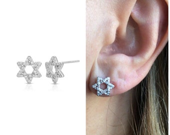 Star of David stud earrings sterling silver • minimalist CZ Star of David earrings • Star of David earrings • Jewish symbol • Hanukkah Gift