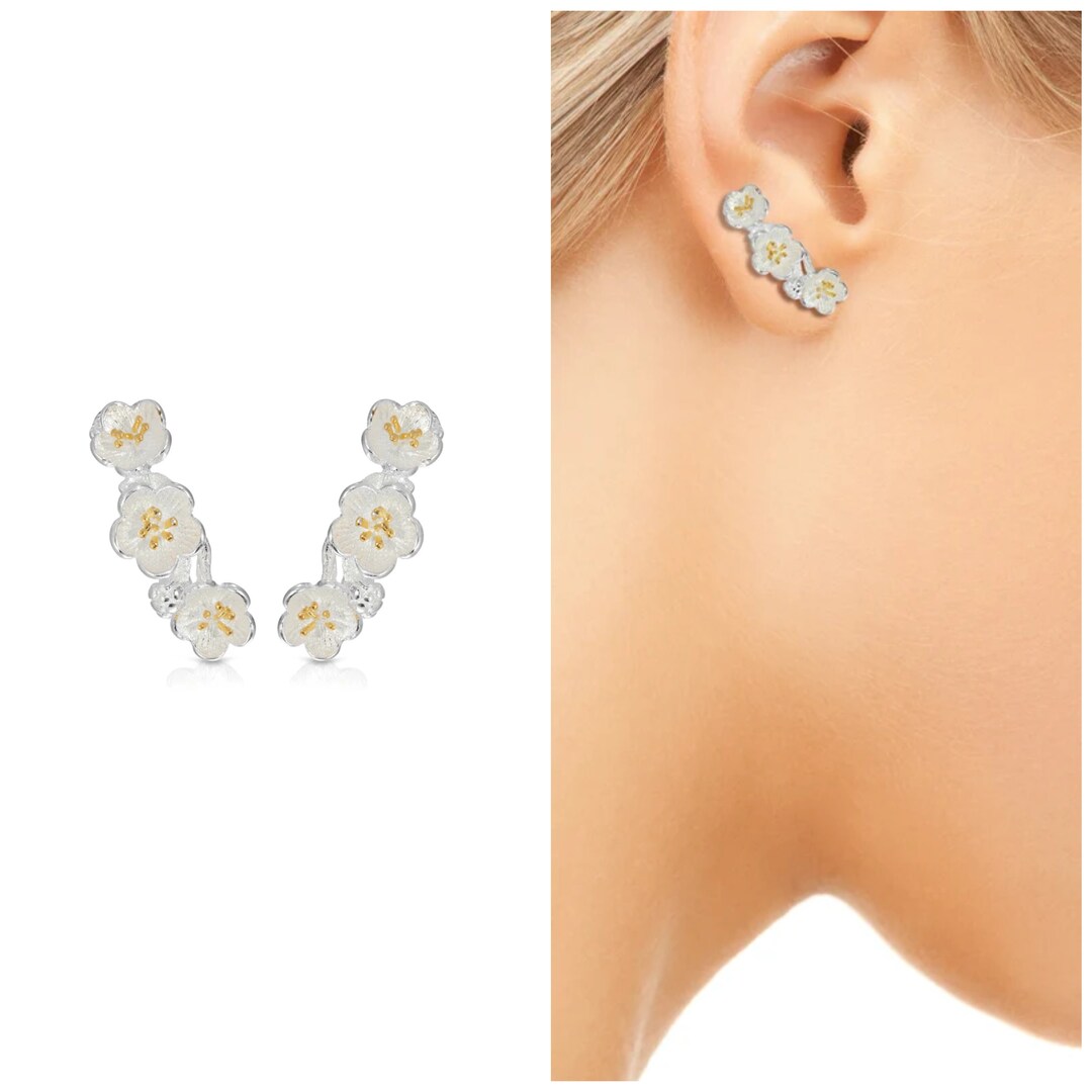 Flower Ear Crawler,filigree Flower Earring,flower Stud,kids Earring,small Earring,small Studs