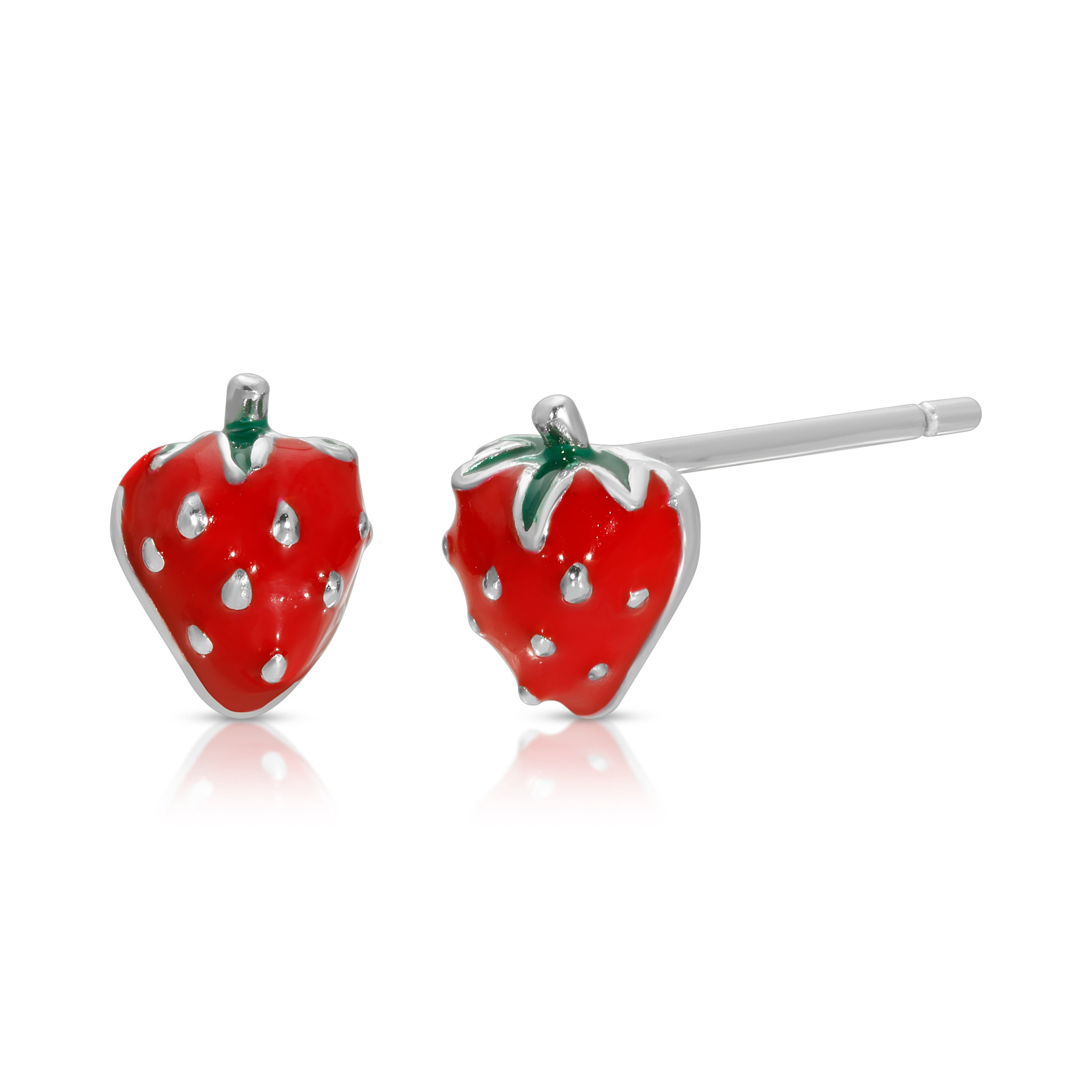 Tiny strawberry stud earring sterling silver strawberry Etsy