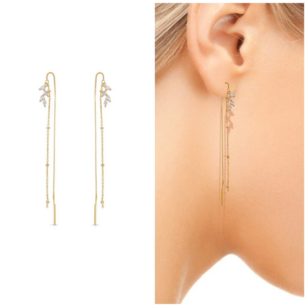 Ear Threader Olive Branch Sterling Silverolive Branch Drop Threader