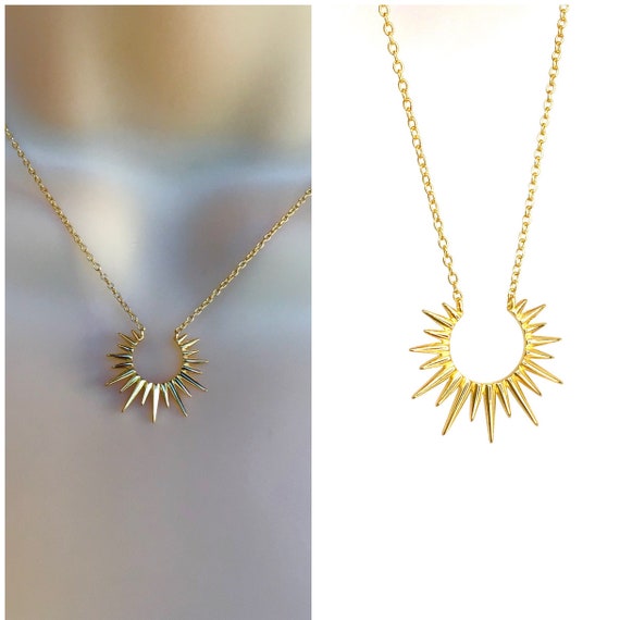 Sunburst Necklace Sterling Silver Sun Necklace Rising Sun Necklace