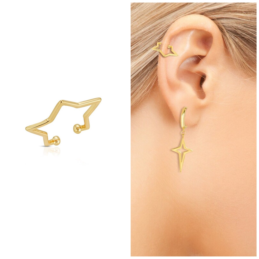 Star Ear Cuff No Piercing Sterling Silver,conch Cuff,ear Cuff Non