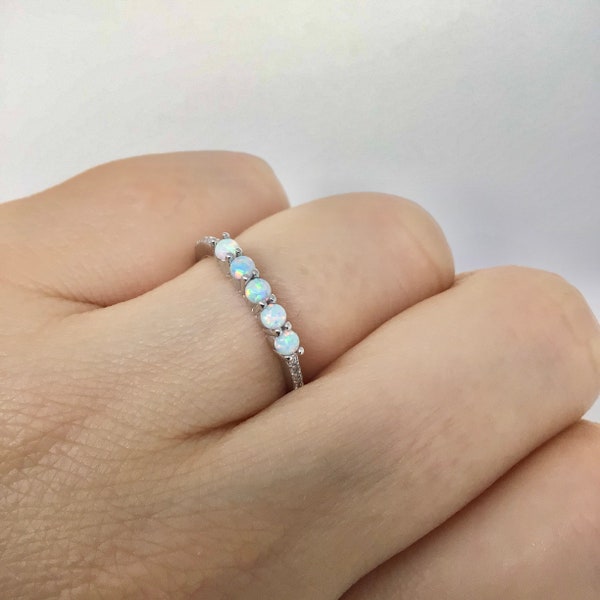 Sky blue opal ring sterling silver • genuine blue opal ring • CZ Sky blue opal ring • opal ring • bridal ring • Statement ring • silver ring