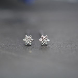 Sterling Silver Teeny Tiny Flower Percing/cartilage Stud Earring Tragus ...