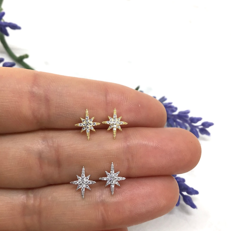 North Star Earring,Celestial Earring,Star Stud,Starburst Earring North Star Earring,Celestial Earring,Star Stud,Starburst Earring