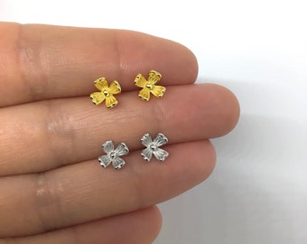 Tiny cherry blossom flower stud earrings sterling silver • dainty flower studs • flower stud earrings • floral earrings • open flower stud