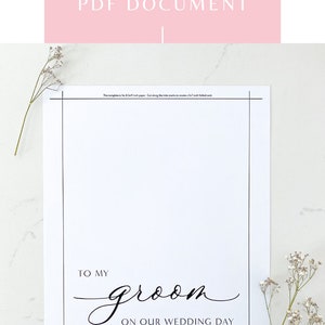 TWO Printable Cards to My Groom &amp; to My Bride on Our Wedding Day ...