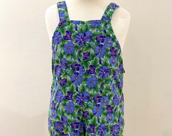 90s Vintage Colorful Reversible Overalls/Jumpsuit Floral Beach  Printed Summer Romper/ Jumpsuit/Onesie/ made in USA/Size 18M