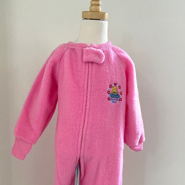 Vintage Paddington Bär Pink Onesie/Spielzeug Soft Fleece Kleinkind Schlafwagen/Strampler/Schlafanzug/Fuß schlafanzug/Größe 4T Made in USA